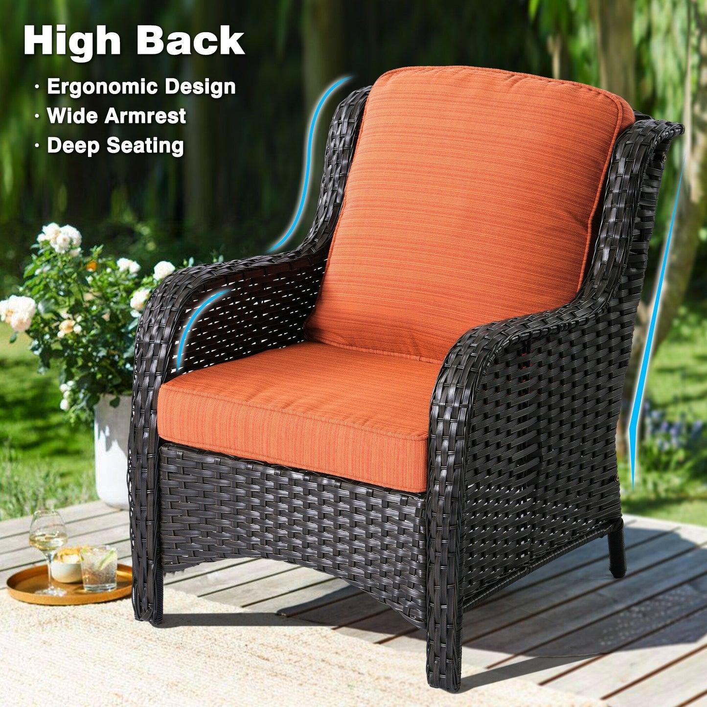 OVIOS 6-piece Patio Wicker Furniture Set With 42 Fire Pit Table