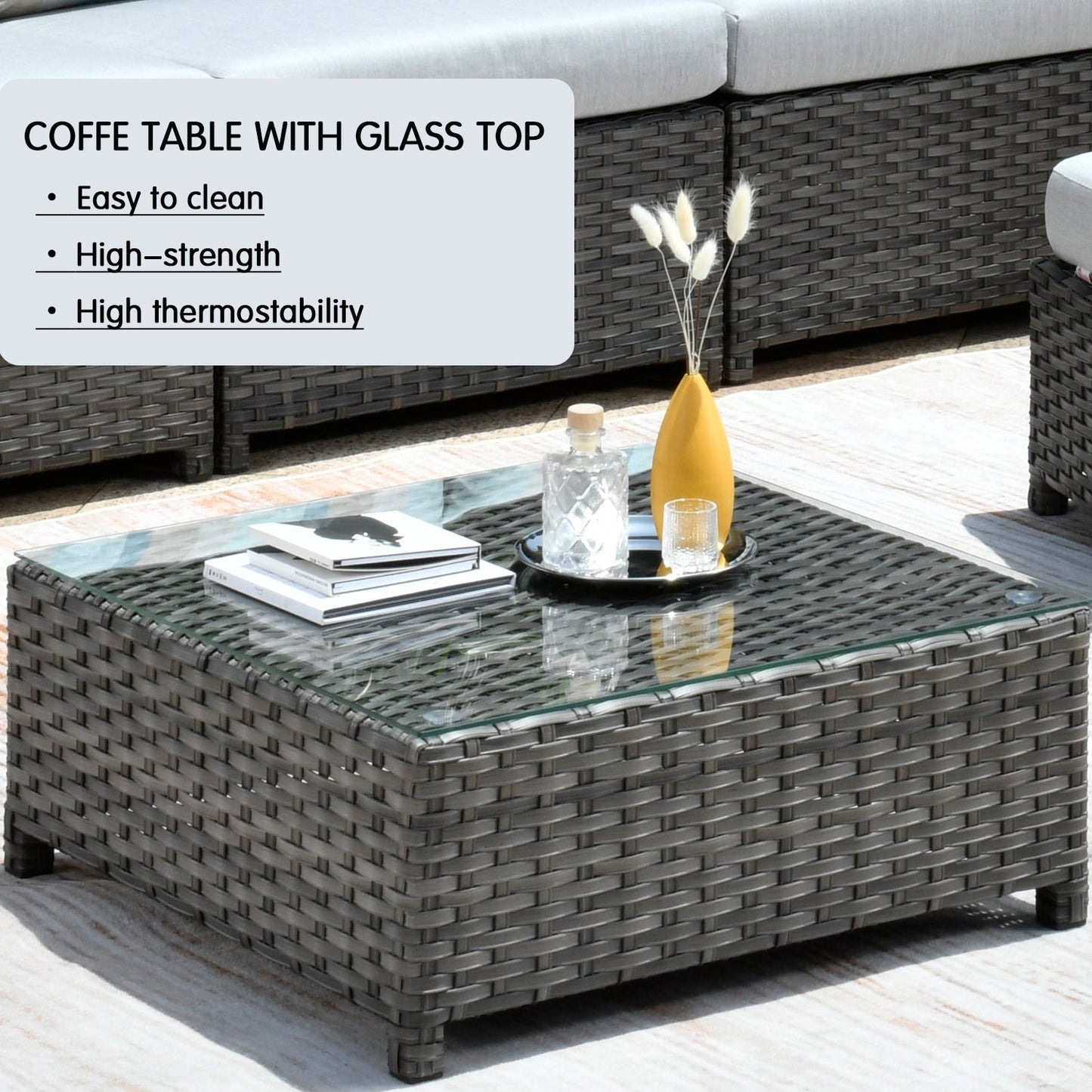 OVIOS Sunbrella Fabric Patio 9&12 Pieces Outdoor Sectional Set