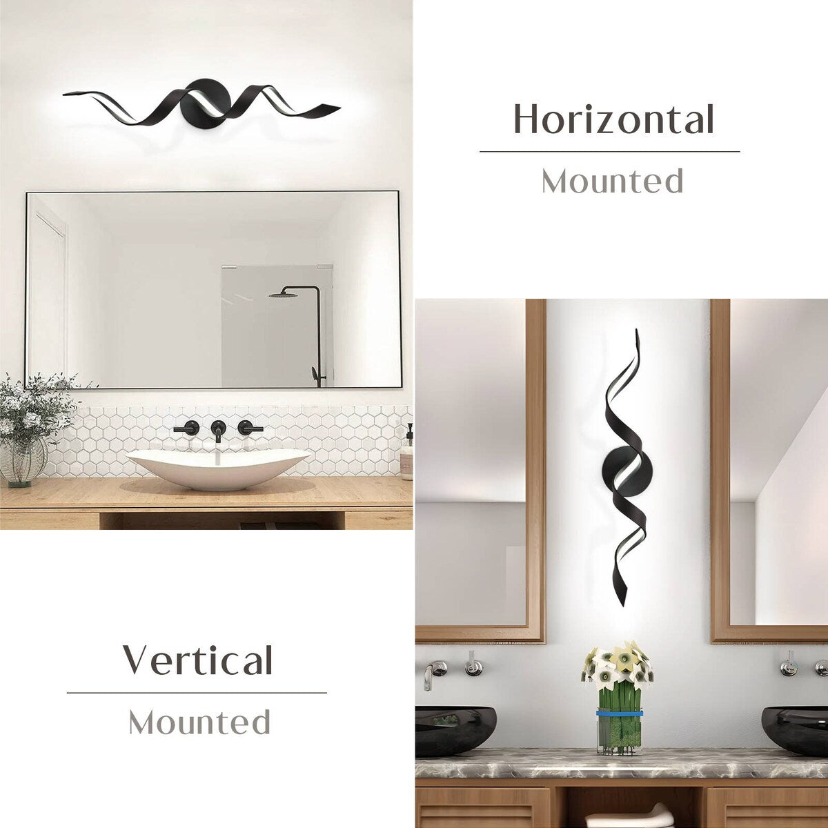 Modern Spiral Design LED Bathroom Vanity Light Dimmable Wall Light