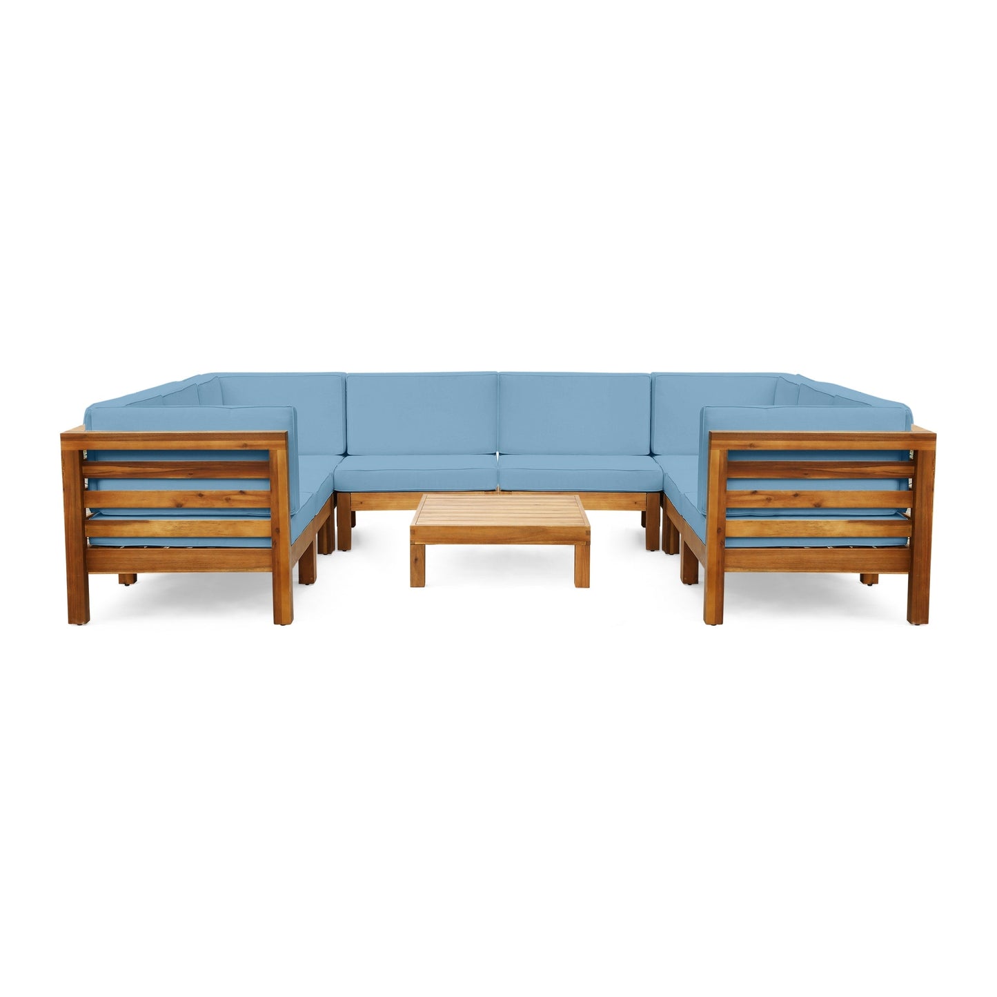 Oana Outdoor 9-piece Acacia Wood U-shaped Sectional Set by Christopher Knight Home