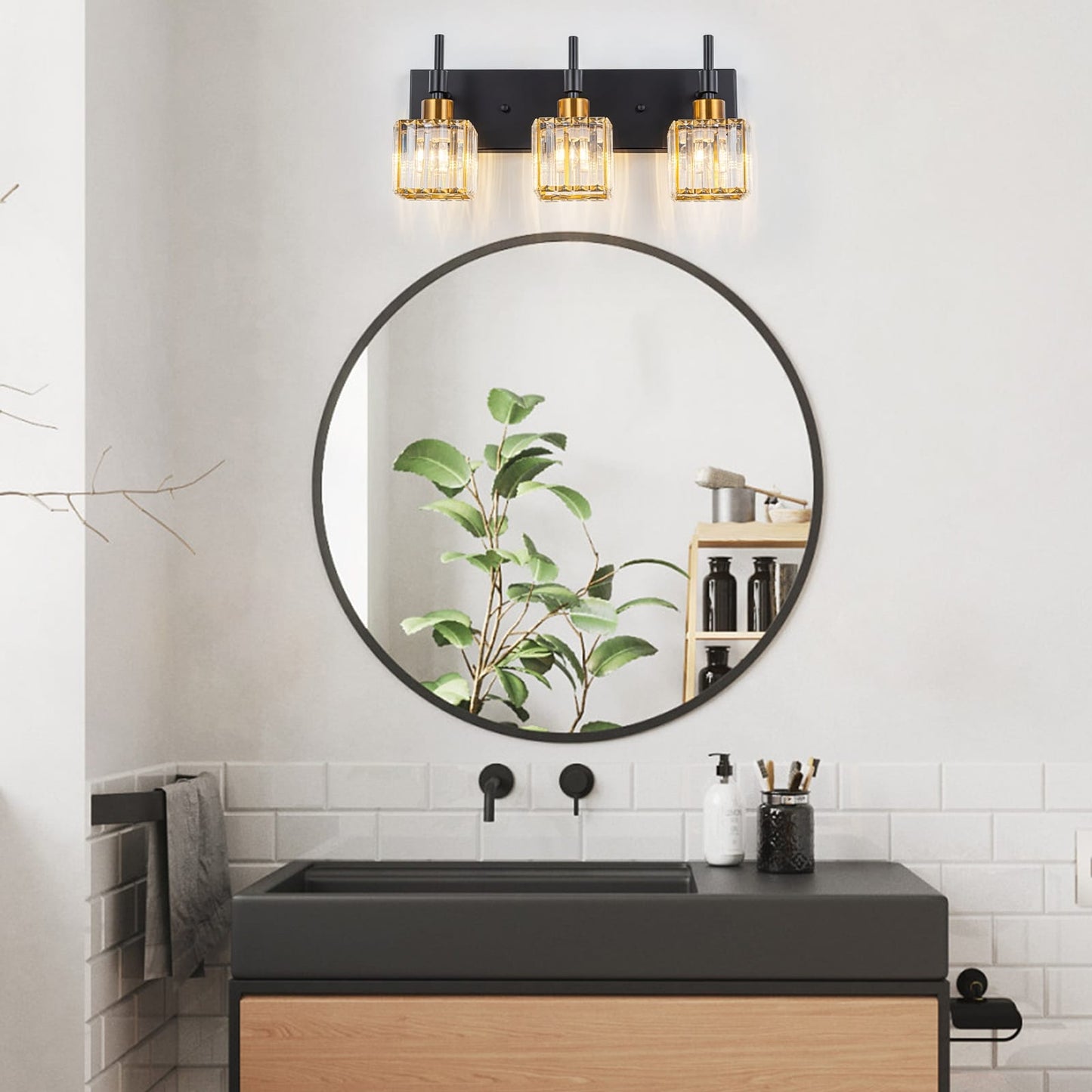 Ora Modern Dimmable Crystal Bathroom Light Fixtures Over Mirror Glam Vanity Lights