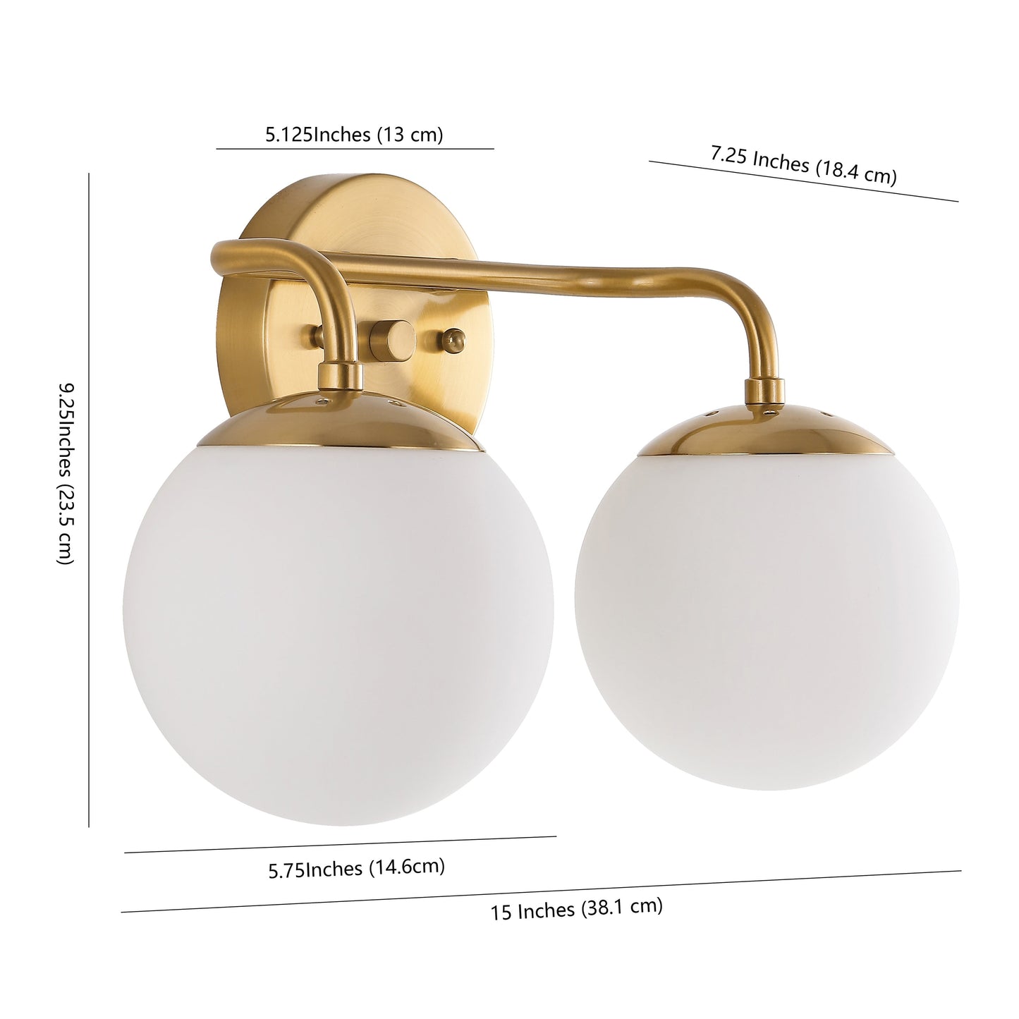 Globe Metal/Frosted Glass Modern LED Vanity, by JONATHAN Y