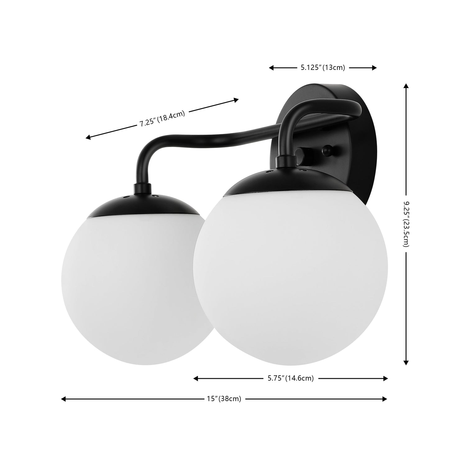 Globe Metal/Frosted Glass Modern LED Vanity, by JONATHAN Y