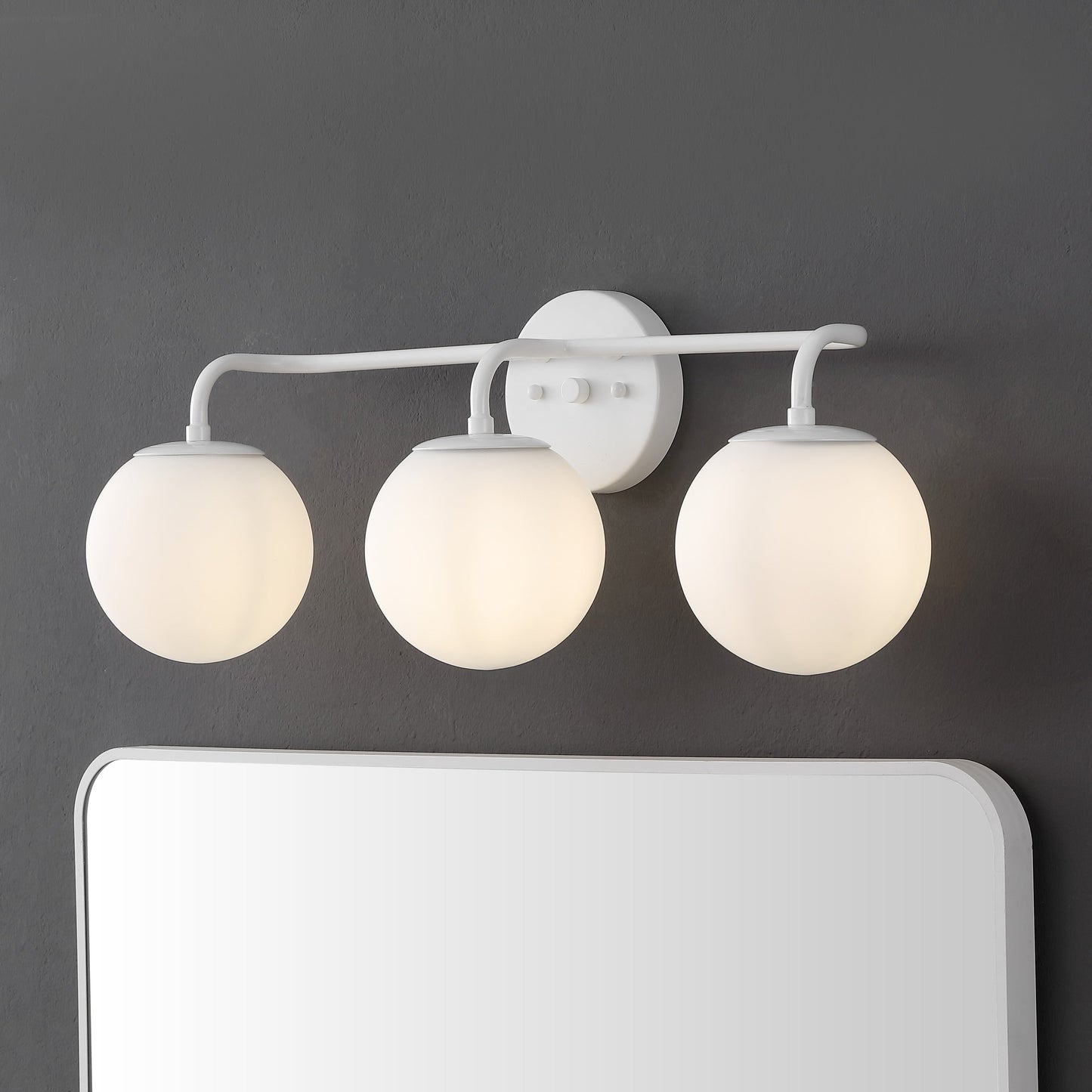Globe Metal/Frosted Glass Modern LED Vanity, by JONATHAN Y