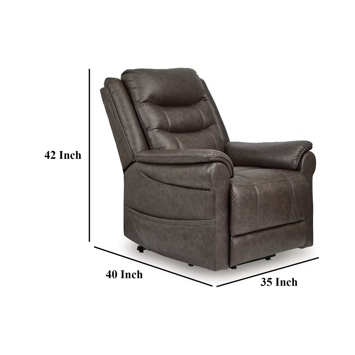 Otim Power Lift Recliner Chair, 35in Heat Massage, Brown Faux Leather