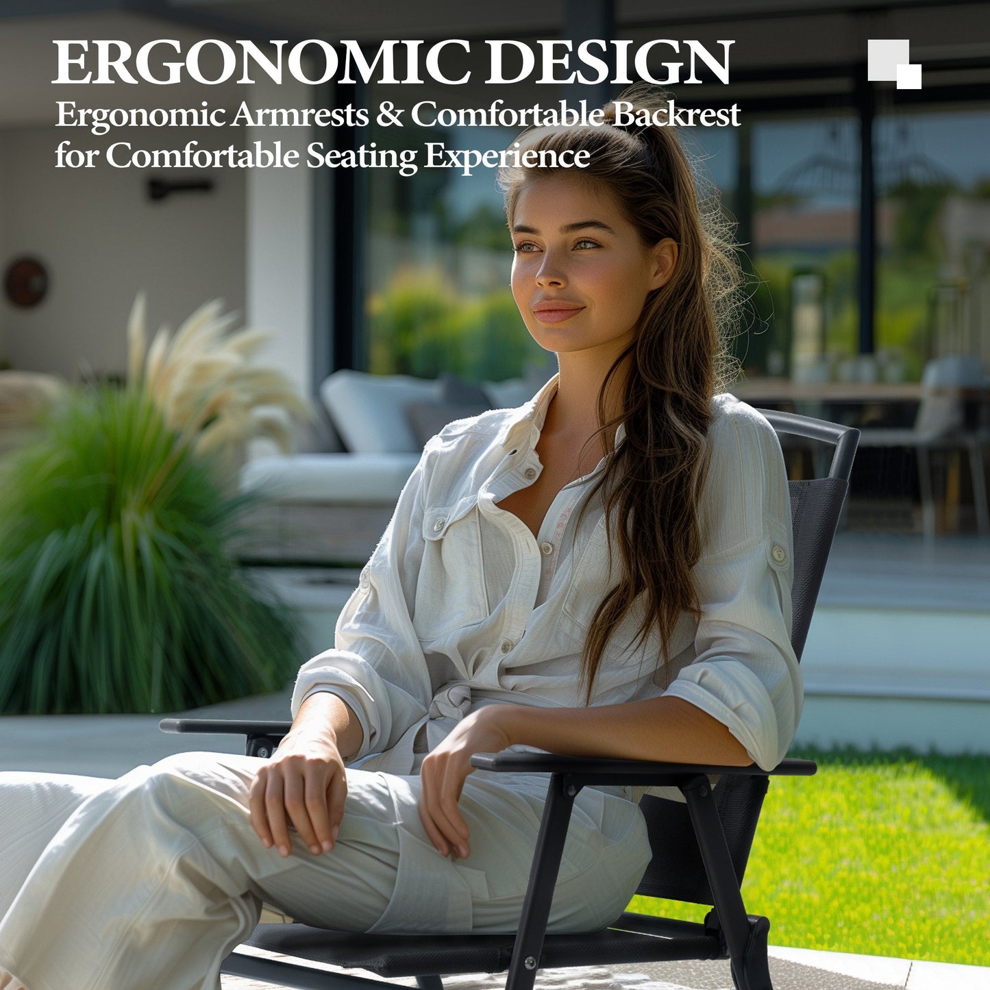 Outdoor 5-piece Patio Dining Set Folding Chairs and Glass Table with Umbrella Hole - See the specifications