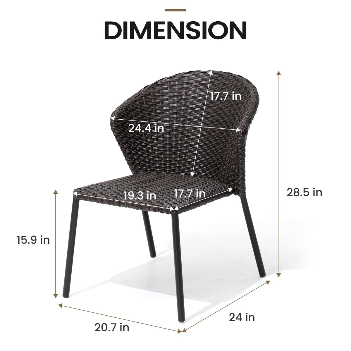 Outdoor Dining Set Aluminum Dining Table with PE Rattan Stacking Chairs - Set of 9
