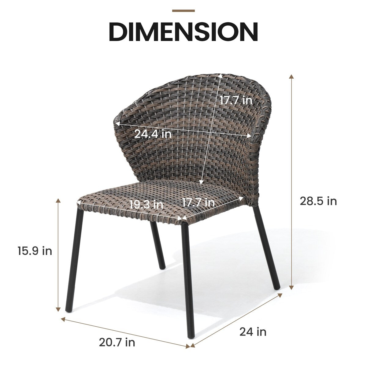 Outdoor Dining Set Aluminum Dining Table with PE Rattan Stacking Chairs - Set of 9