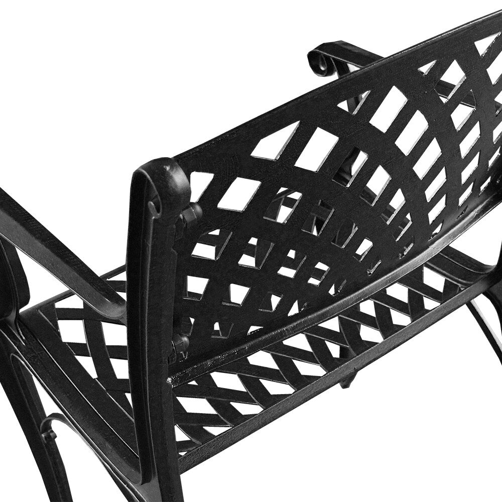 Outdoor Lattice 59 in. Round Dining Set with Lazy Susan and Six Chairs - N/A