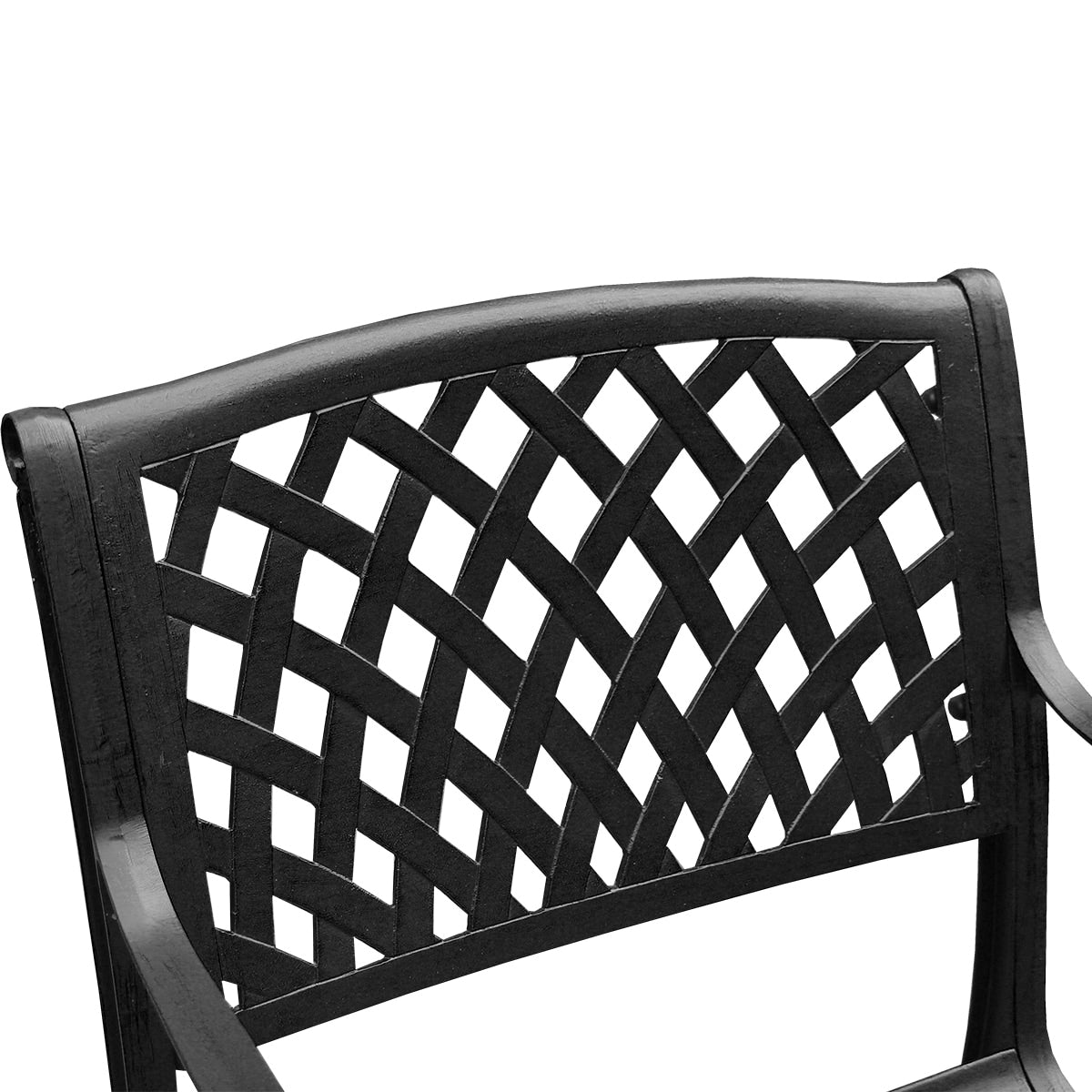 Outdoor Lattice 59 in. Round Dining Set with Lazy Susan and Six Chairs - N/A