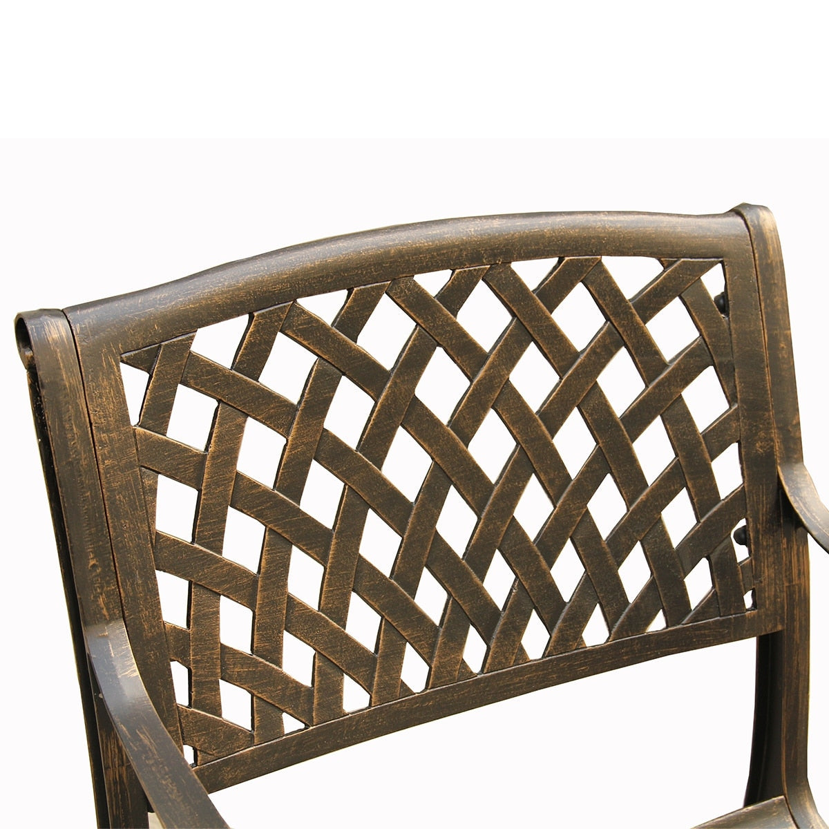 Outdoor Lattice 59 in. Round Dining Set with Lazy Susan and Six Chairs - N/A