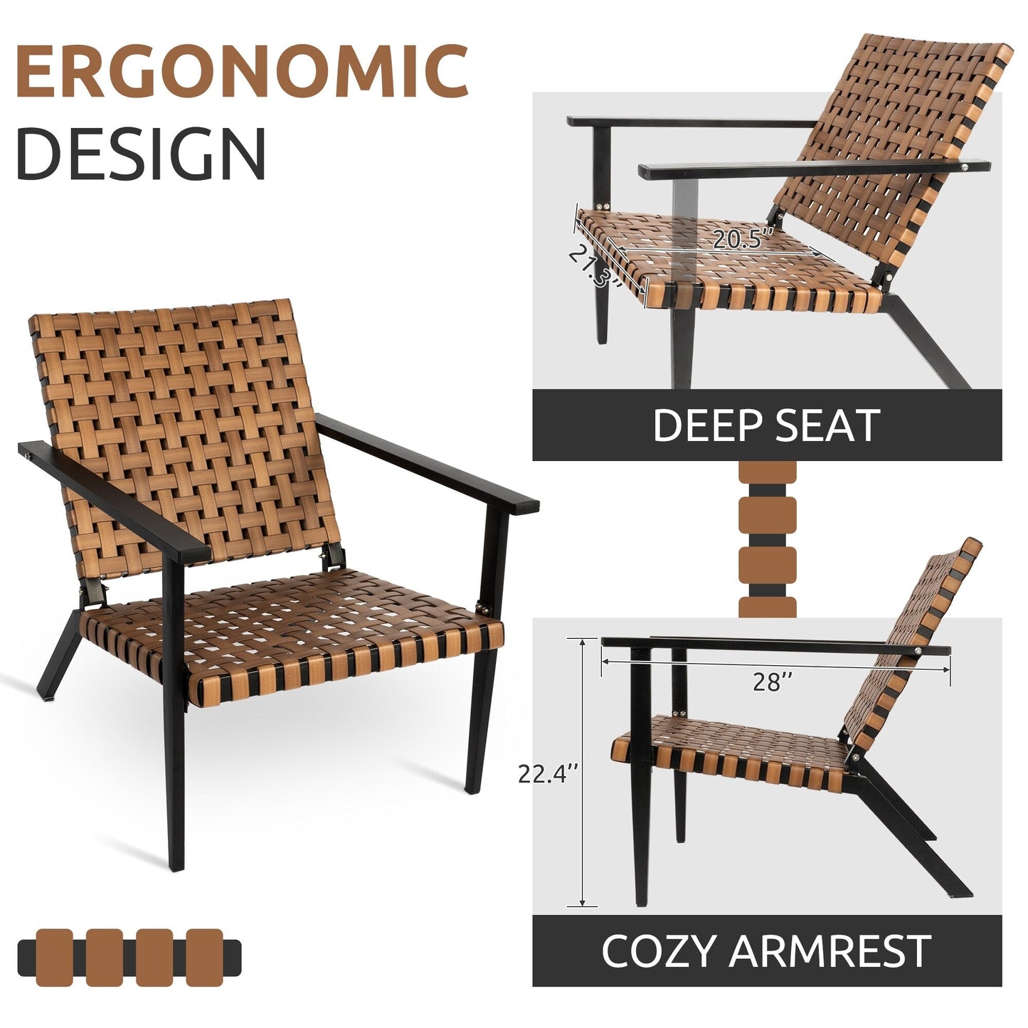 Outdoor PE Leather Woven Bistro Set