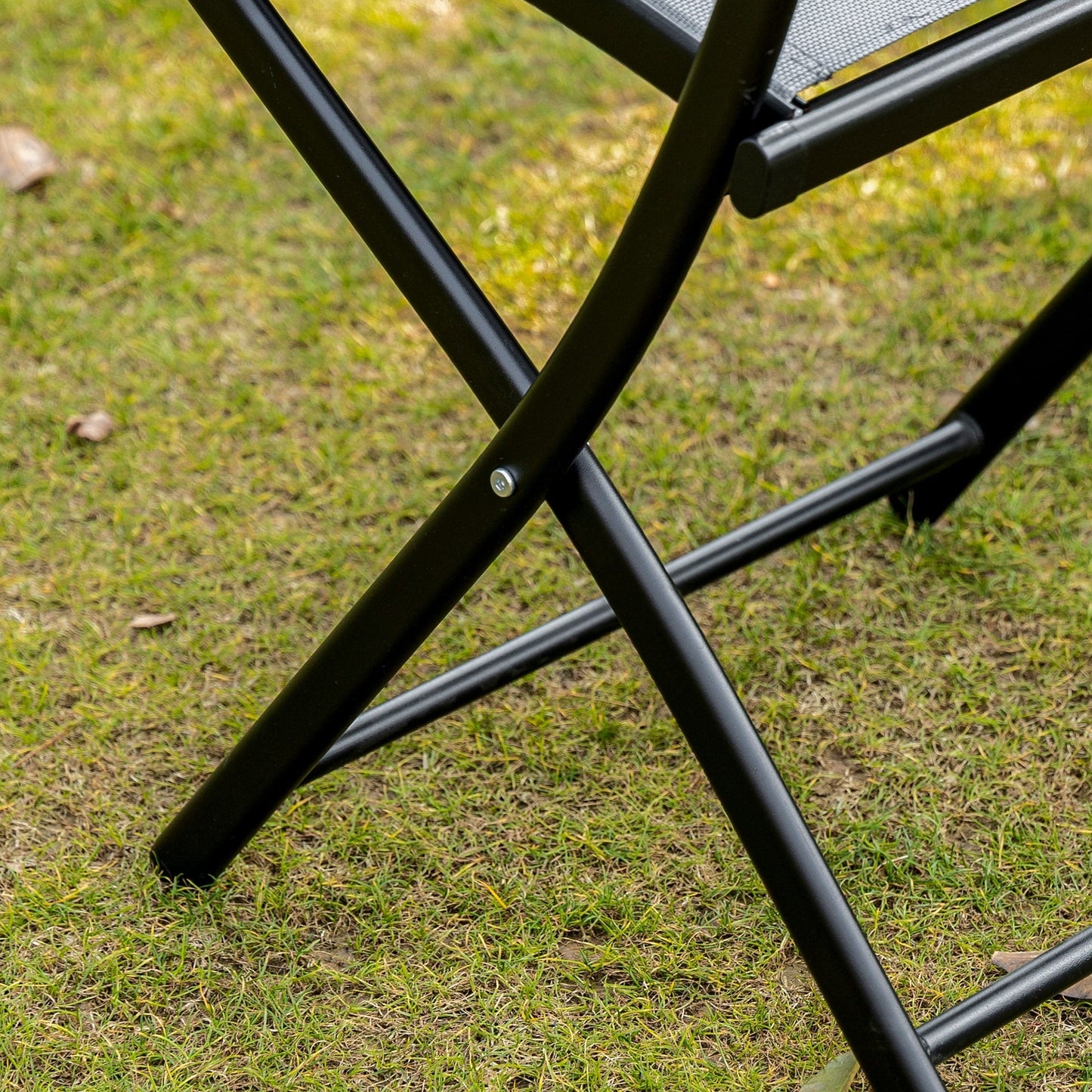 Outsunny 3-Piece Garden Bistro Set, Outdoor Folding Dining Set with Glass Table Top, 2 Folding Chairs, Steel Frame