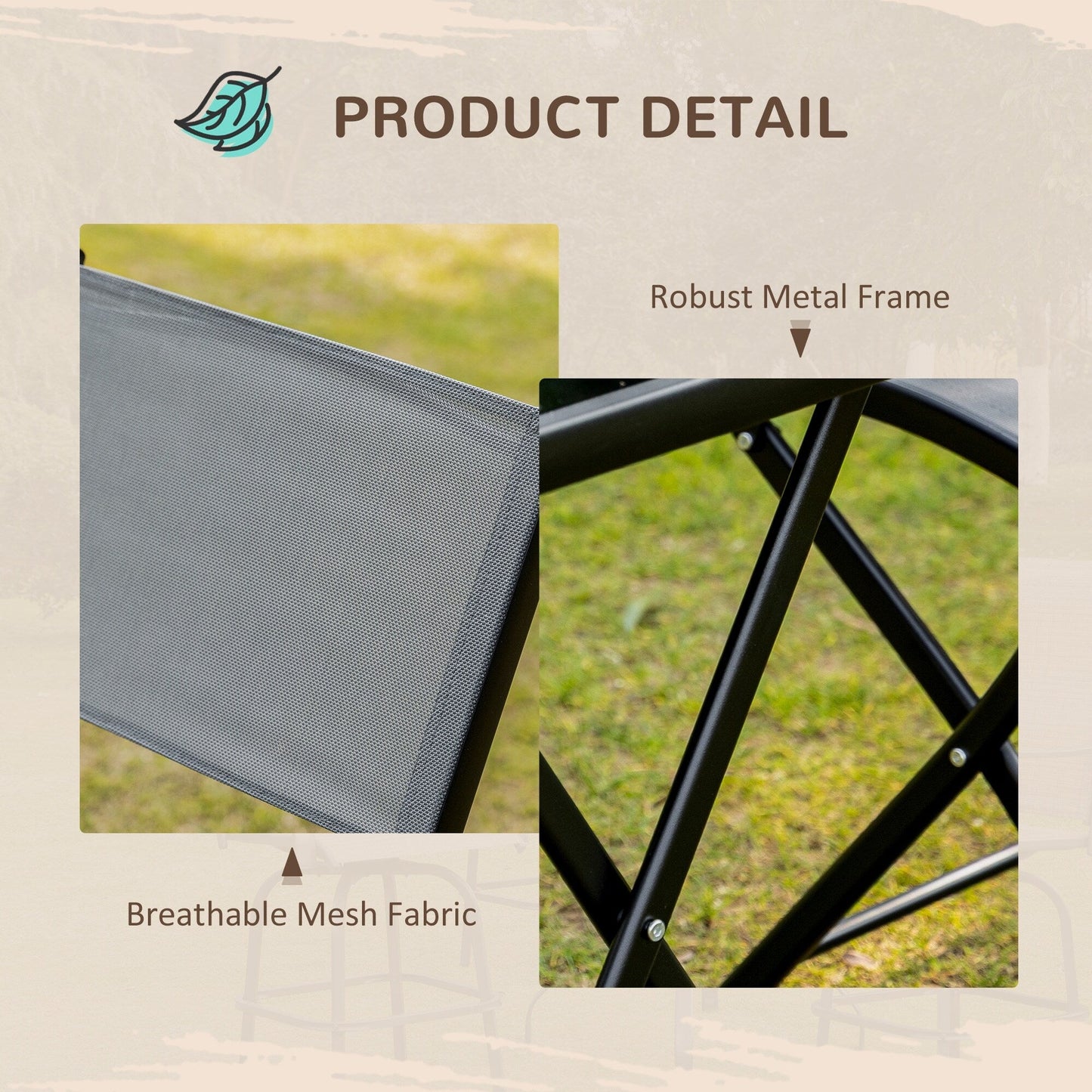 Outsunny 3-Piece Garden Bistro Set, Outdoor Folding Dining Set with Glass Table Top, 2 Folding Chairs, Steel Frame