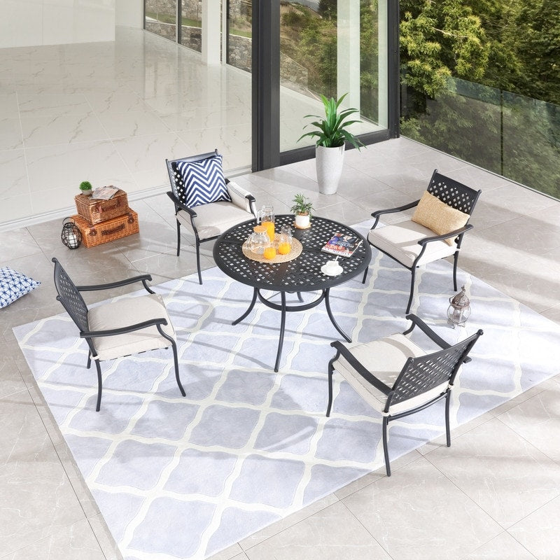 PATIO FESTIVAL 5-Piece Black Steel Outdoor Dining Set