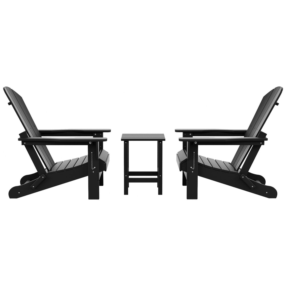 Polytrends Laguna Hdpe All Weather Outdoor Patio Foldable Adirondack Chairs With Side Table (3-Piece Set)