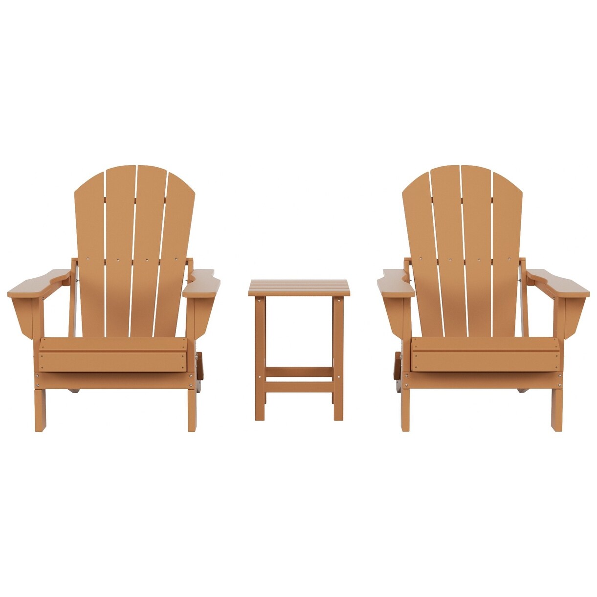 Polytrends Laguna Hdpe All Weather Outdoor Patio Foldable Adirondack Chairs With Side Table (3-Piece Set)