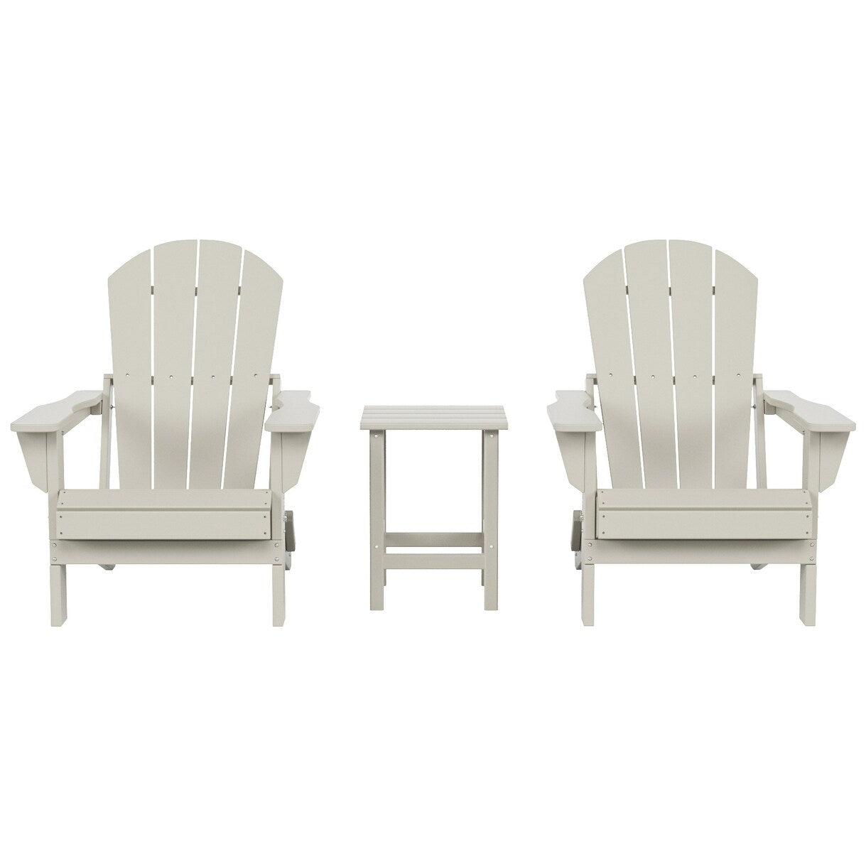 Polytrends Laguna Hdpe All Weather Outdoor Patio Foldable Adirondack Chairs With Side Table (3-Piece Set)