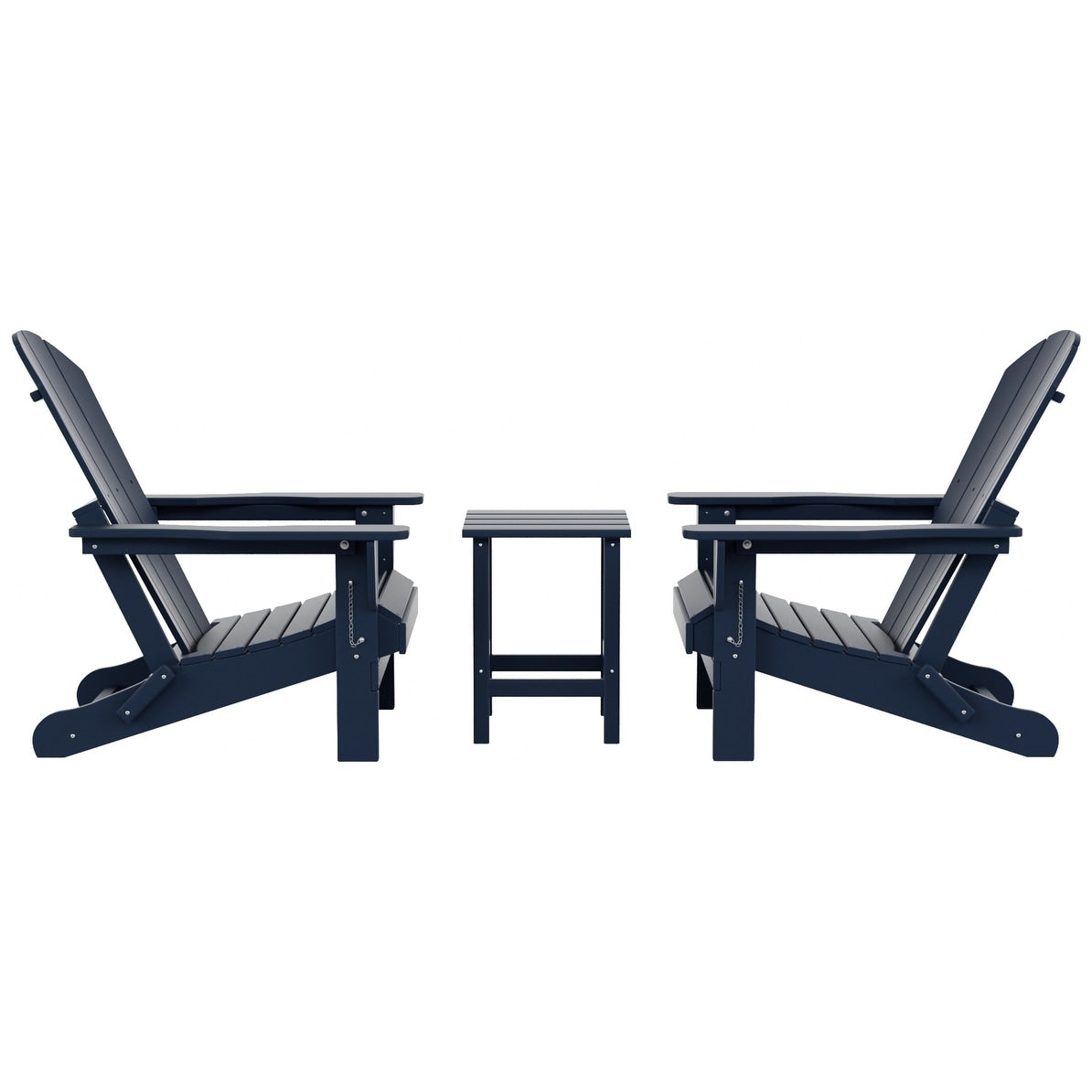 Polytrends Laguna Hdpe All Weather Outdoor Patio Foldable Adirondack Chairs With Side Table (3-Piece Set)