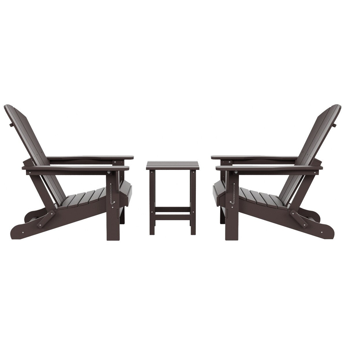 Polytrends Laguna Hdpe All Weather Outdoor Patio Foldable Adirondack Chairs With Side Table (3-Piece Set)