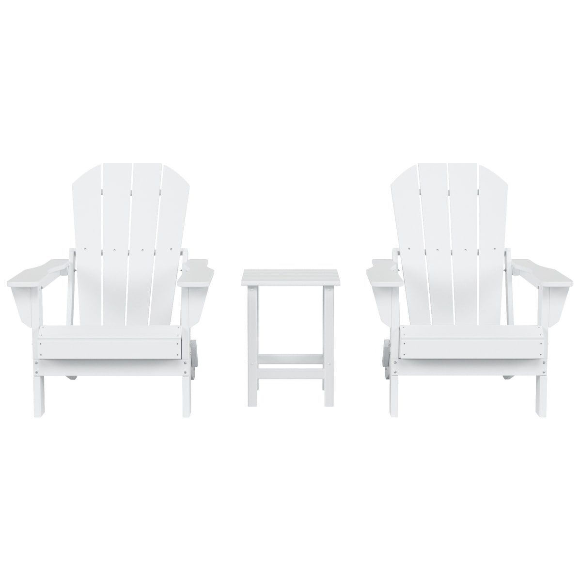 Polytrends Laguna Hdpe All Weather Outdoor Patio Foldable Adirondack Chairs With Side Table (3-Piece Set)