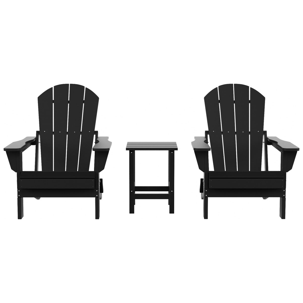 Polytrends Laguna Hdpe All Weather Outdoor Patio Foldable Adirondack Chairs With Side Table (3-Piece Set)