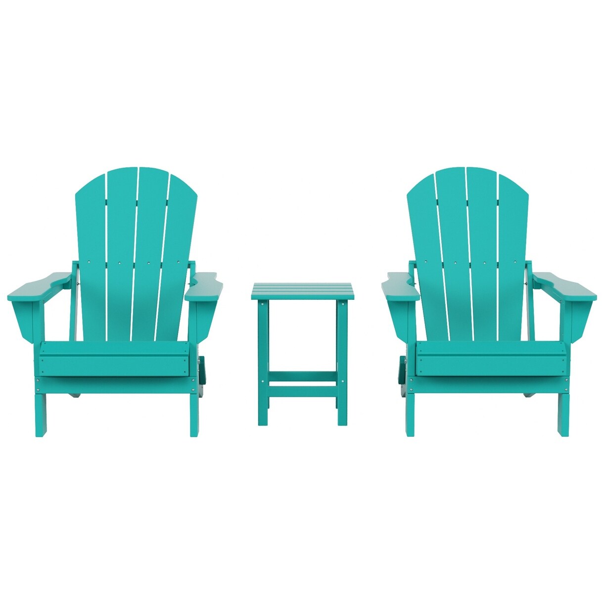 Polytrends Laguna Hdpe All Weather Outdoor Patio Foldable Adirondack Chairs With Side Table (3-Piece Set)