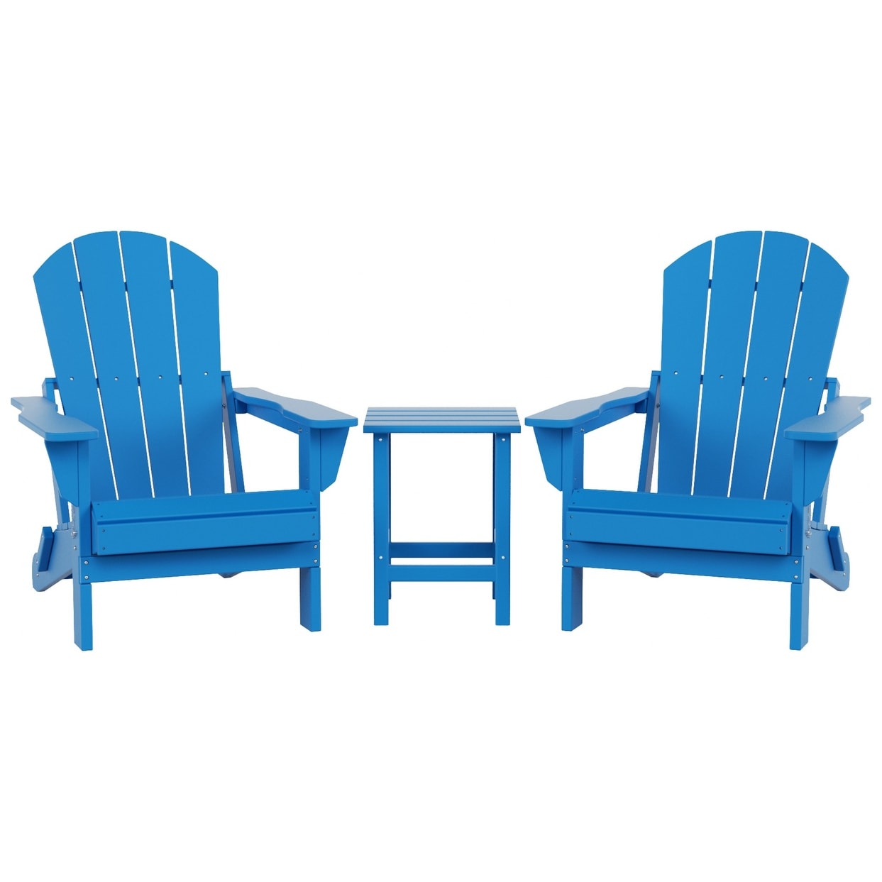 Polytrends Laguna Hdpe All Weather Outdoor Patio Foldable Adirondack Chairs With Side Table (3-Piece Set)