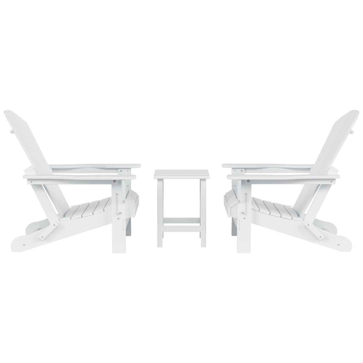 Polytrends Laguna Hdpe All Weather Outdoor Patio Foldable Adirondack Chairs With Side Table (3-Piece Set)