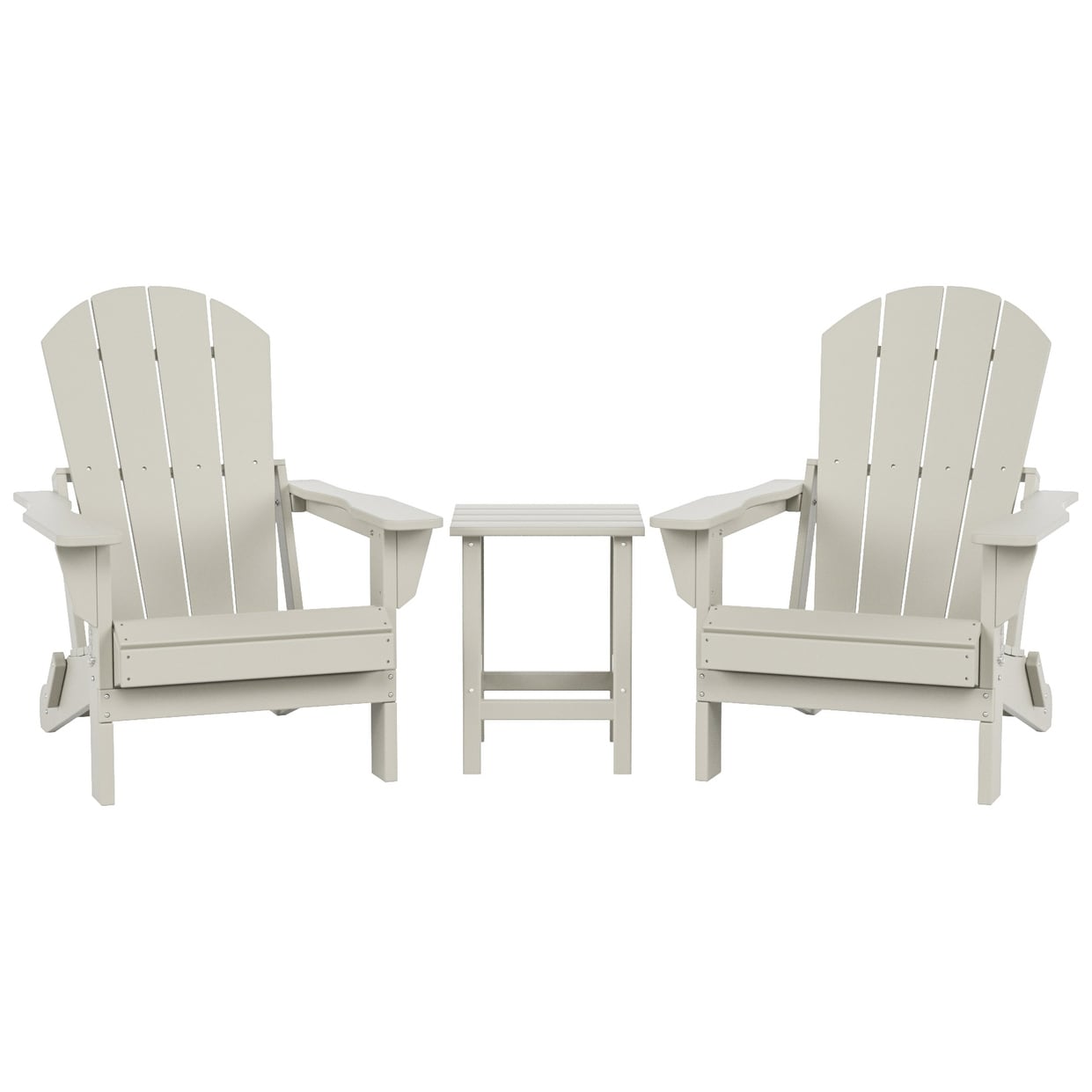 Polytrends Laguna Hdpe All Weather Outdoor Patio Foldable Adirondack Chairs With Side Table (3-Piece Set)