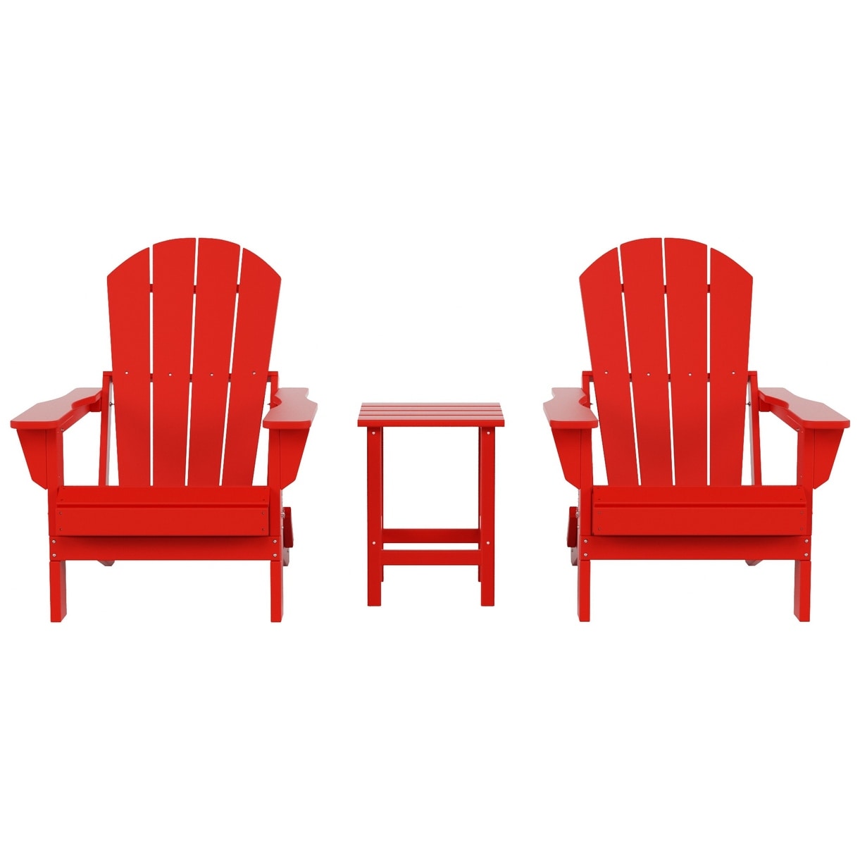 Polytrends Laguna Hdpe All Weather Outdoor Patio Foldable Adirondack Chairs With Side Table (3-Piece Set)