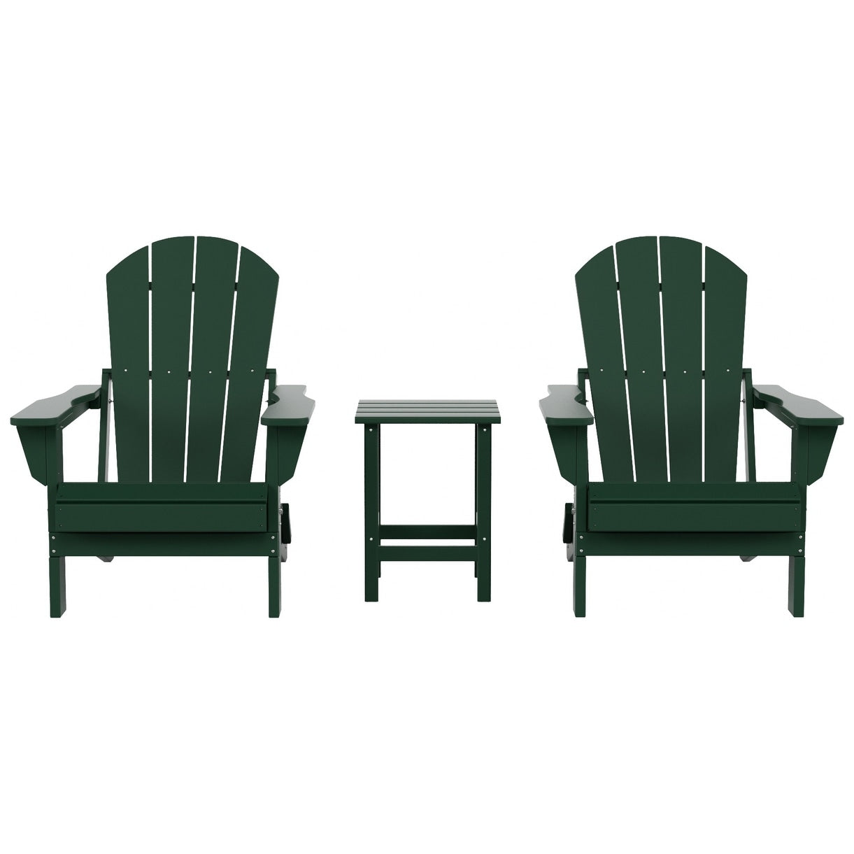 Polytrends Laguna Hdpe All Weather Outdoor Patio Foldable Adirondack Chairs With Side Table (3-Piece Set)