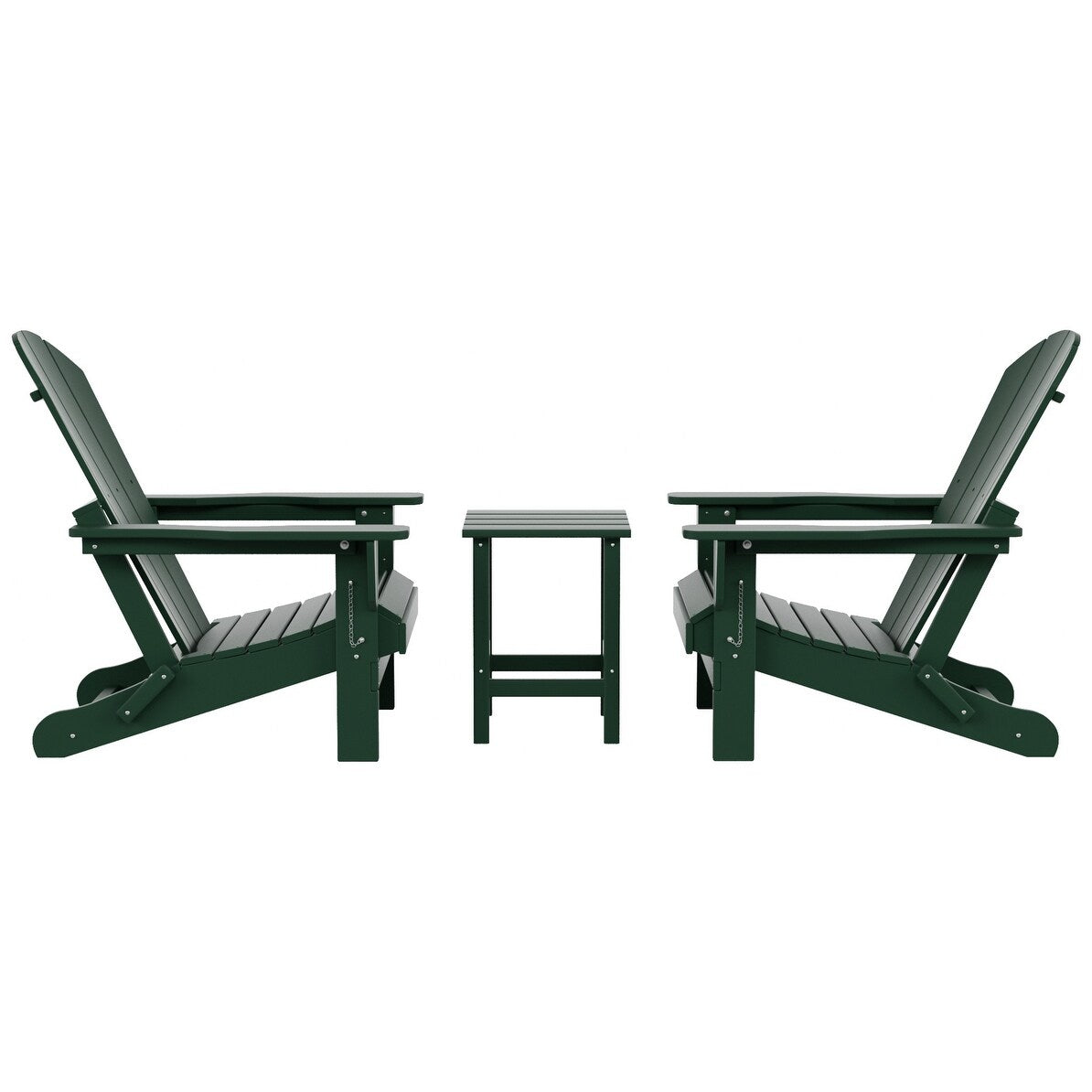 Polytrends Laguna Hdpe All Weather Outdoor Patio Foldable Adirondack Chairs With Side Table (3-Piece Set)