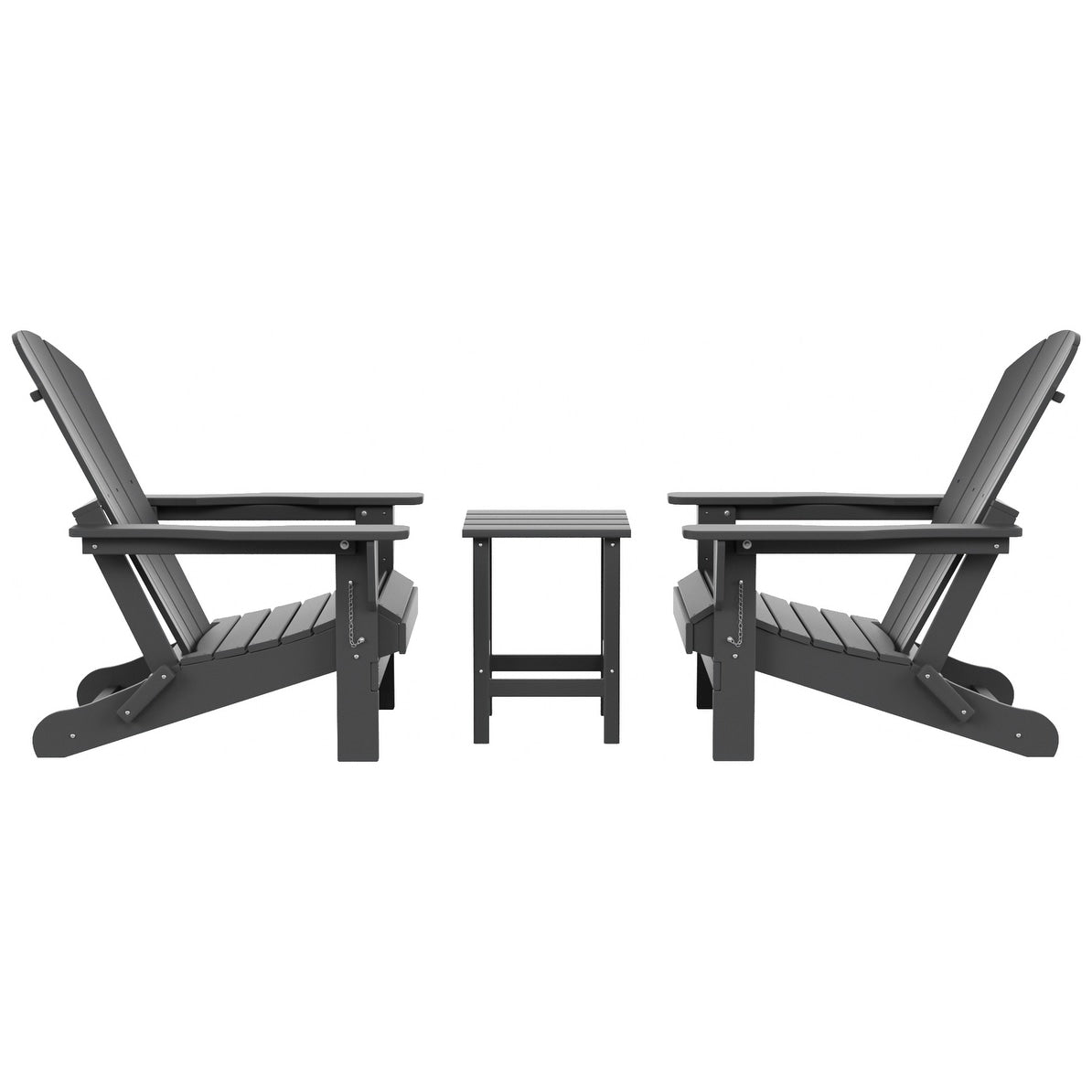 Polytrends Laguna Hdpe All Weather Outdoor Patio Foldable Adirondack Chairs With Side Table (3-Piece Set)