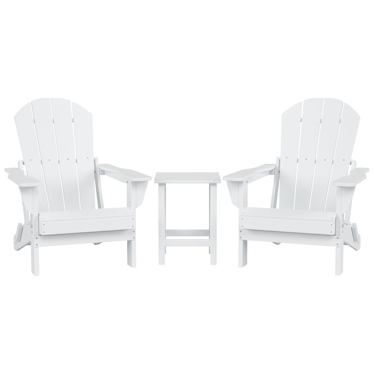 Polytrends Laguna Hdpe All Weather Outdoor Patio Foldable Adirondack Chairs With Side Table (3-Piece Set)