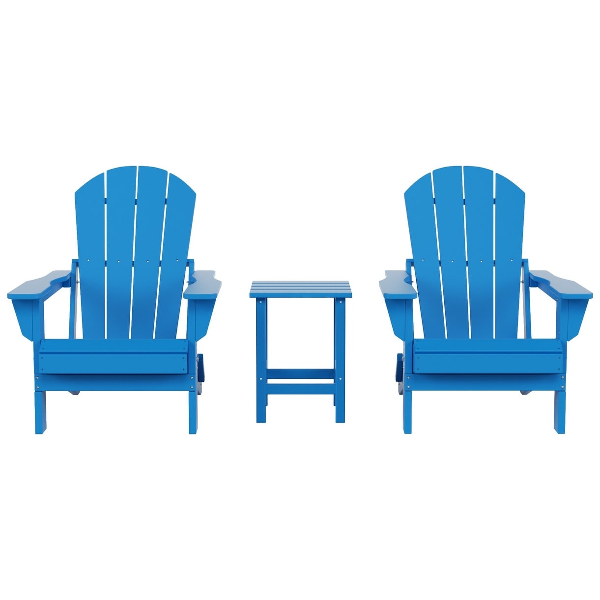 Polytrends Laguna Hdpe All Weather Outdoor Patio Foldable Adirondack Chairs With Side Table (3-Piece Set)