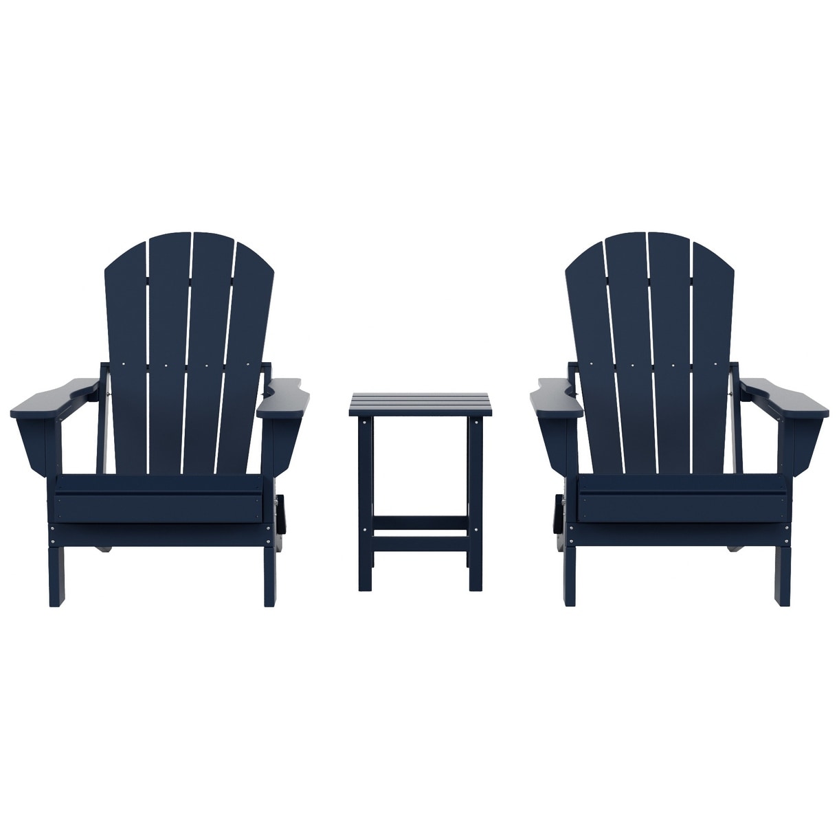 Polytrends Laguna Hdpe All Weather Outdoor Patio Foldable Adirondack Chairs With Side Table (3-Piece Set)