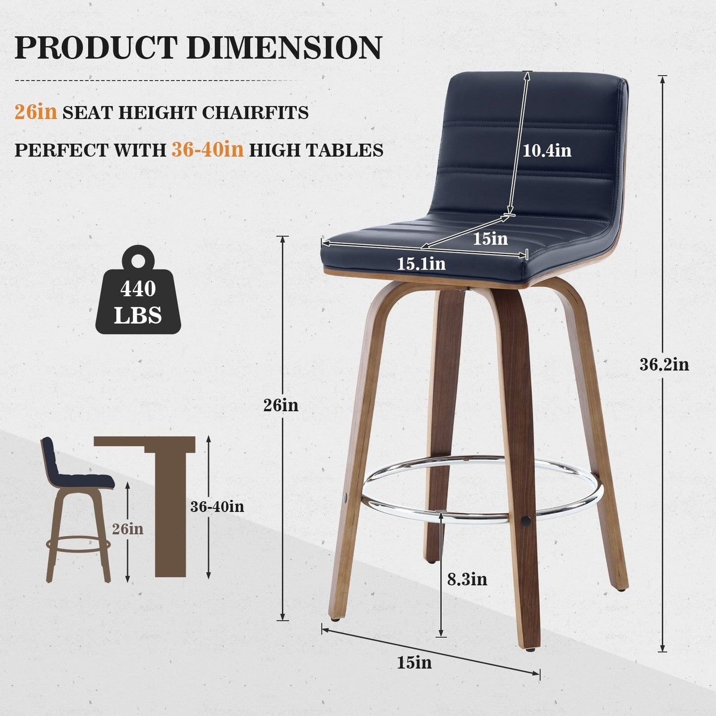 26/29 Faux Leather Swivel Bar/Counter Stools, Set of 2/3