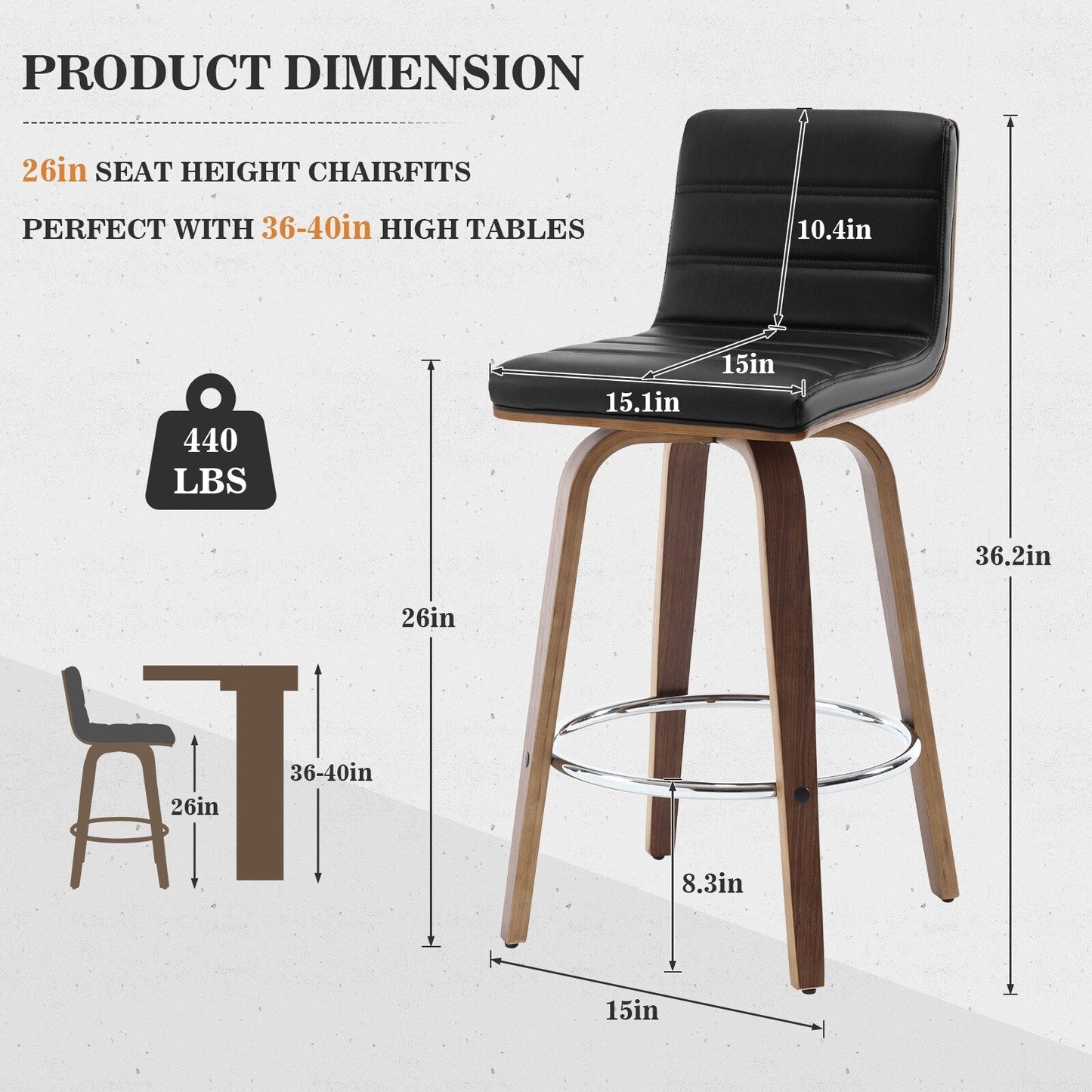 26/29 Faux Leather Swivel Bar/Counter Stools, Set of 2/3
