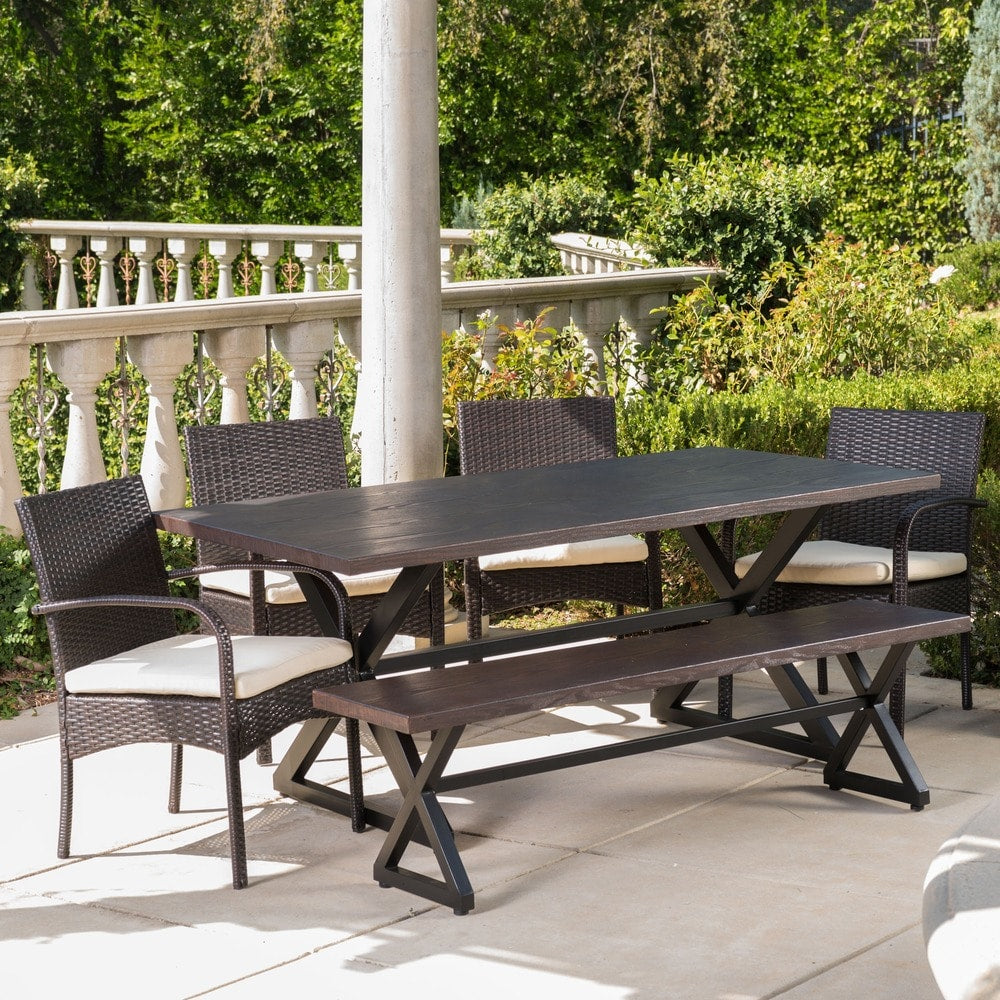 Palermo 6-piece Aluminum Wicker Dining Set by Christopher Knight Home