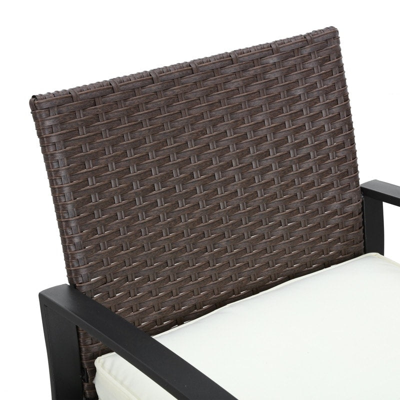 Patio Festival 5-Piece Outdoor Wicker Conversation Set with Ottomans and Table