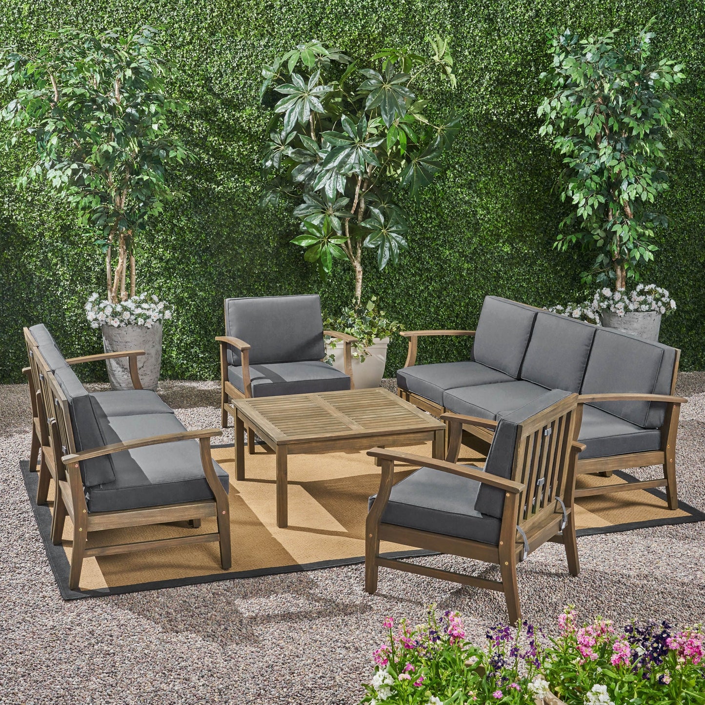Perla Outdoor Acacia Wood 9-piece Sofa Set by Christopher Knight Home