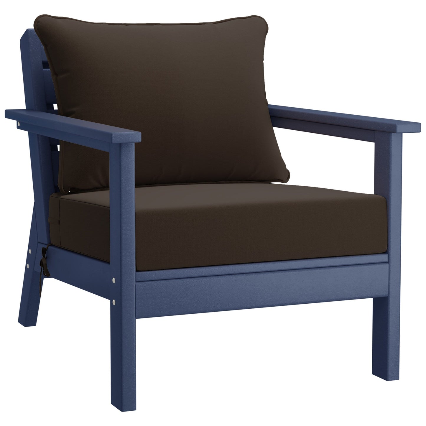 Polytrends Birchwood All Weather HDPE Outdoor Patio Navy Blue Deep Seating Conversation Set (5-Piece Set)