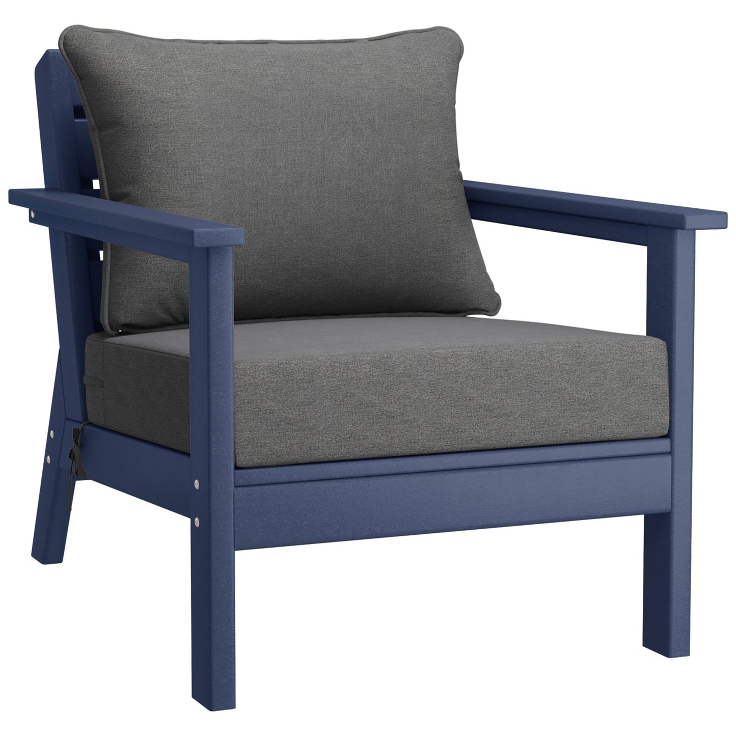 Polytrends Birchwood All Weather HDPE Outdoor Patio Navy Blue Deep Seating Conversation Set (5-Piece Set)