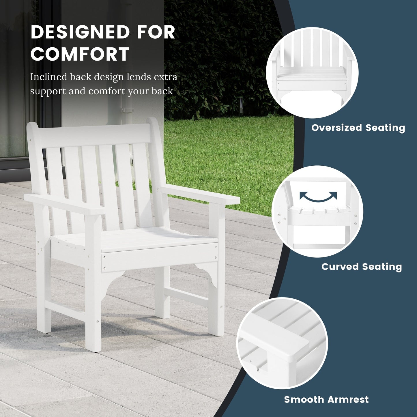 Polytrends Laguna 6-Piece Outdoor Patio Rectangle Table Garden Arm Chair Dining Set With Bench