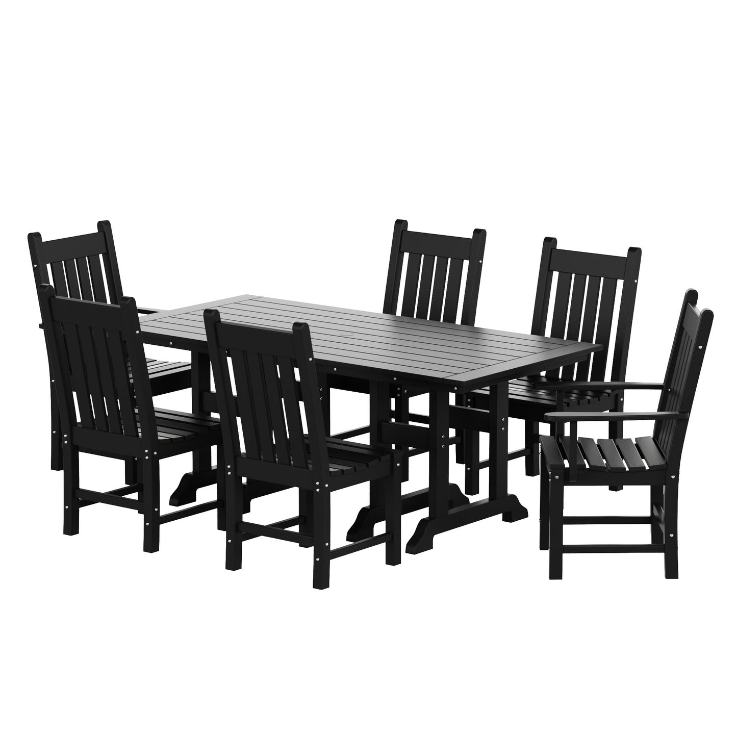 Polytrends Laguna Hdpe All Weather Outdoor Patio Dining Set with Rectangle Table, Side Chairs (7-Piece Set)