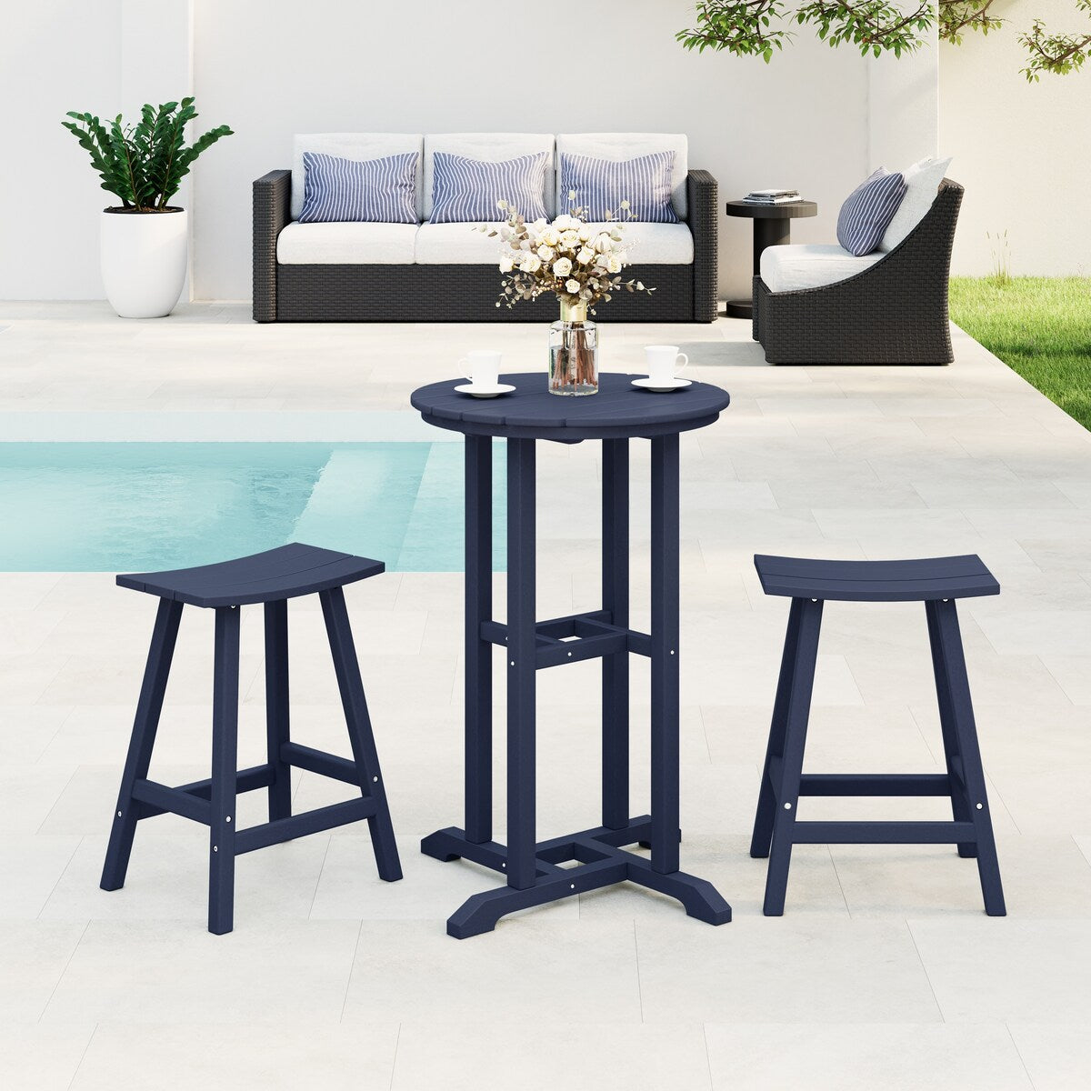 Polytrends Laguna Hdpe All Weather Outdoor Patio Bistro Counter Set (3-Piece Set)