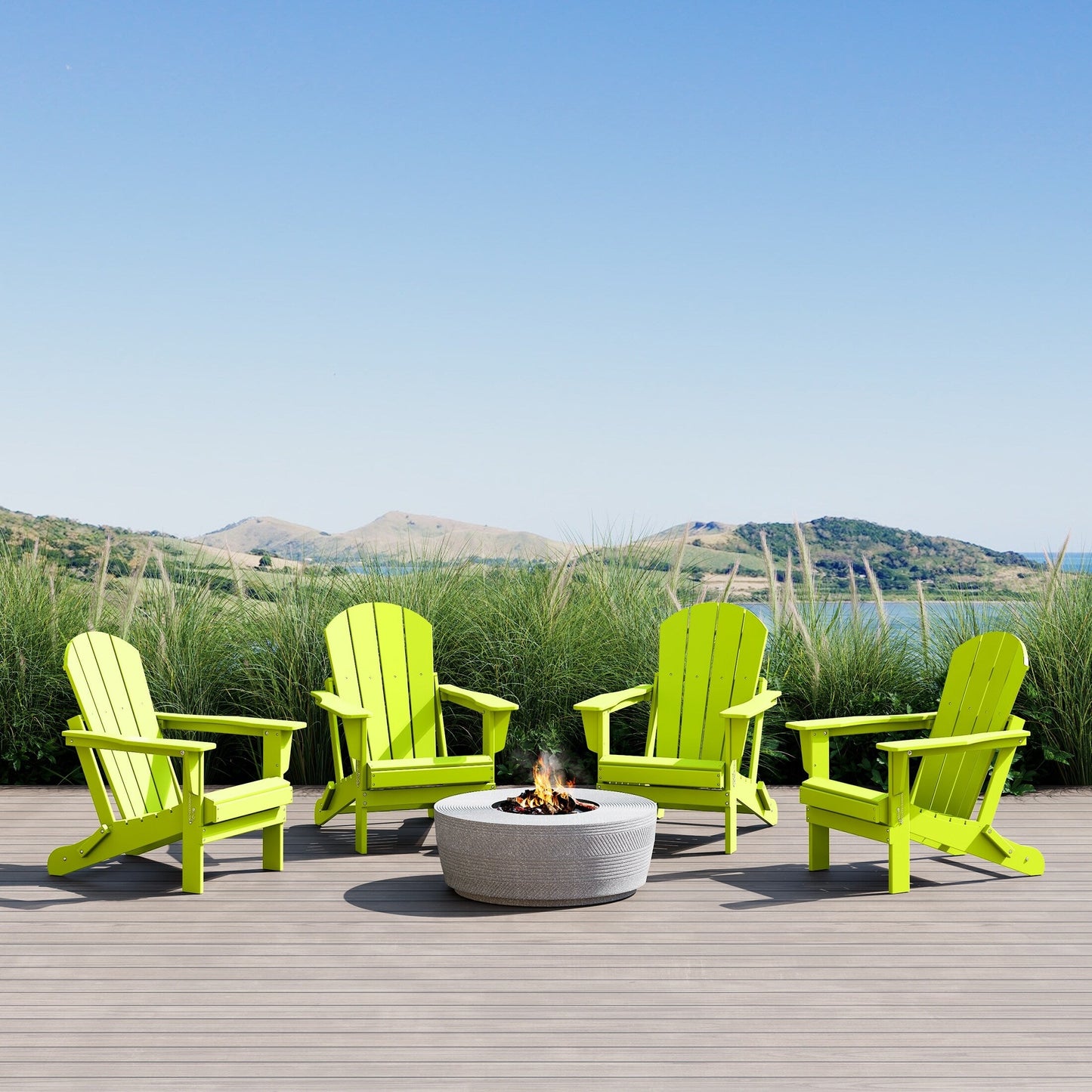 Polytrends Laguna Weather Resistant Outdoor Patio Folding Adirondack Chairs (Set of 4)