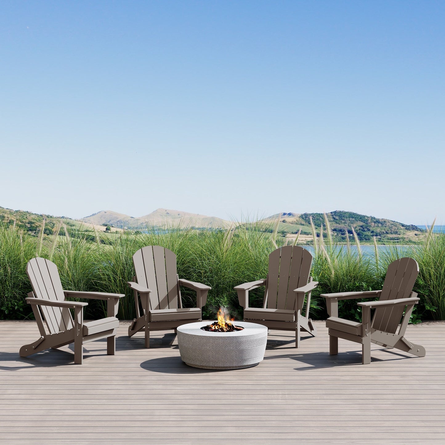 Polytrends Laguna Weather Resistant Outdoor Patio Folding Adirondack Chairs (Set of 4)