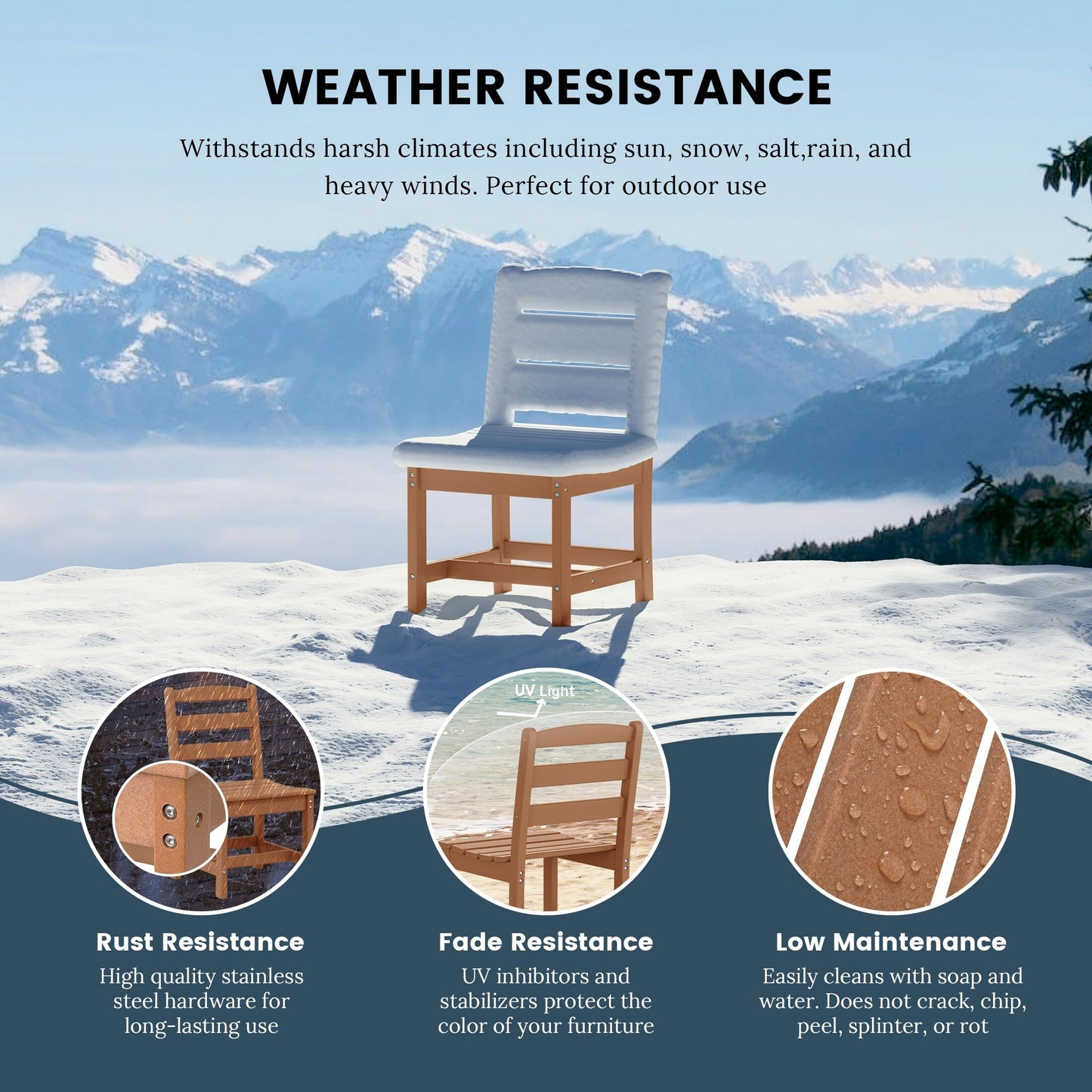 Polytrends Shoreside 6-Piece Side Chair Dining Set With Bench
